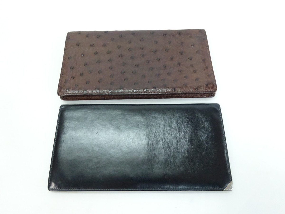 N-1254】2点まとめ ロエベ LOEWE 二つ折り 長財布 ブラック 黒 レザー 
