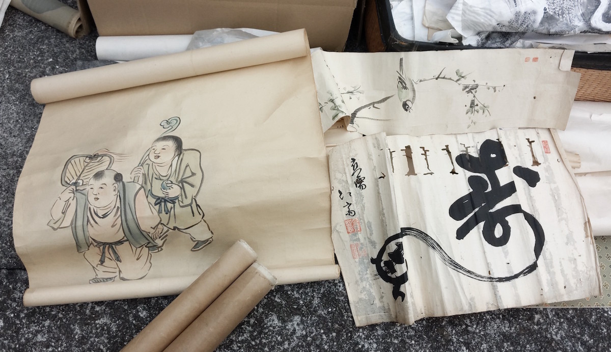 マクリ 大量まとめて 掛軸 まくり めくり 書画 古画 拓本 墨画 花鳥