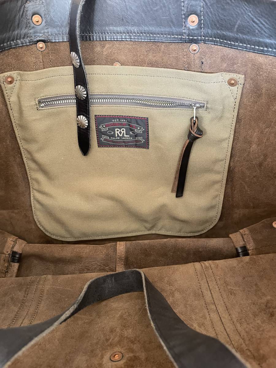 RRL レザートートバッグ コンチョボタン ダブルアールエル ネイティブ 