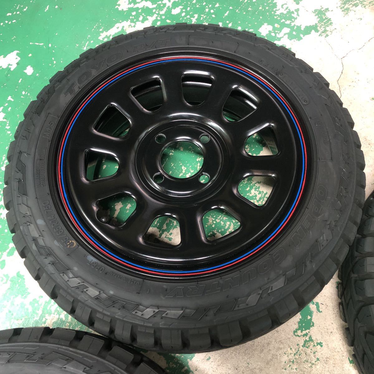 ゴツゴツタイヤTOYO OPEN COUNTRY 165/65R14 75Q 4本 PCD100 デイトナ 