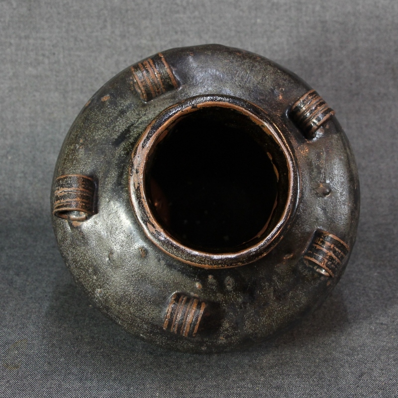 益子焼き釉美三耳の壺