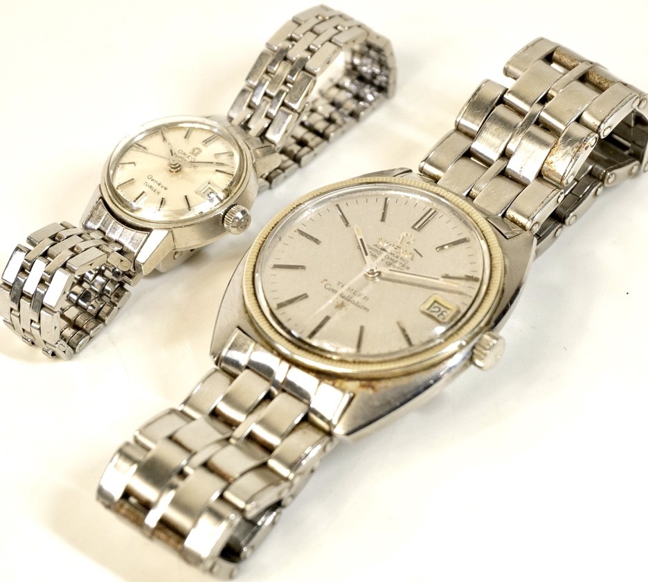 OMEGA Geneve Automatic 自動巻き時計　値下げしました。 OMEGA オメガ 1960年代 手巻き式腕時計 （右）コンステレーション（左