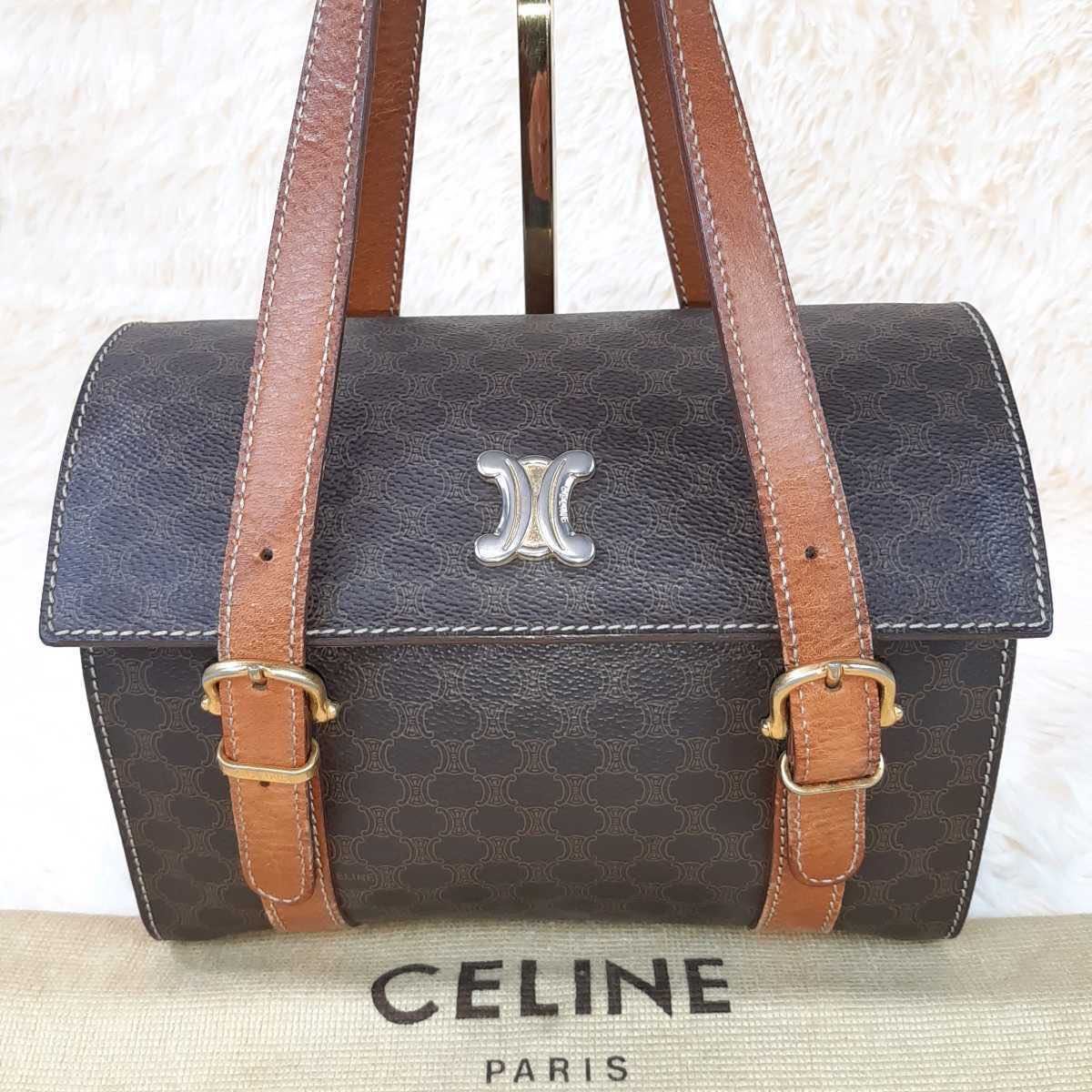 CELINE ハンドバッグ PVC セリーヌ マカダム柄 マカダム ブラウン 