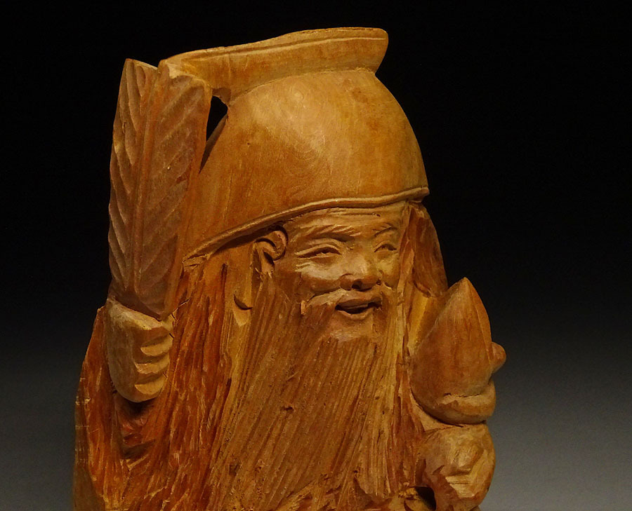 木の形を活かした木製七福神　精巧な彫り　珍しい形の木彫り　縁起物 緑屋xt□ 時代物 木彫 七福神 縁起物 木製彫刻 彫刻美術 i2s/12-078/6-