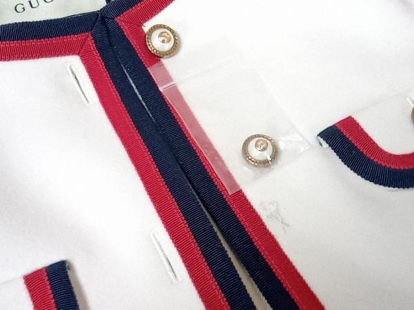 GUCCI グッチ ウール コート ホワイト バイカラー レッド ネイビー 