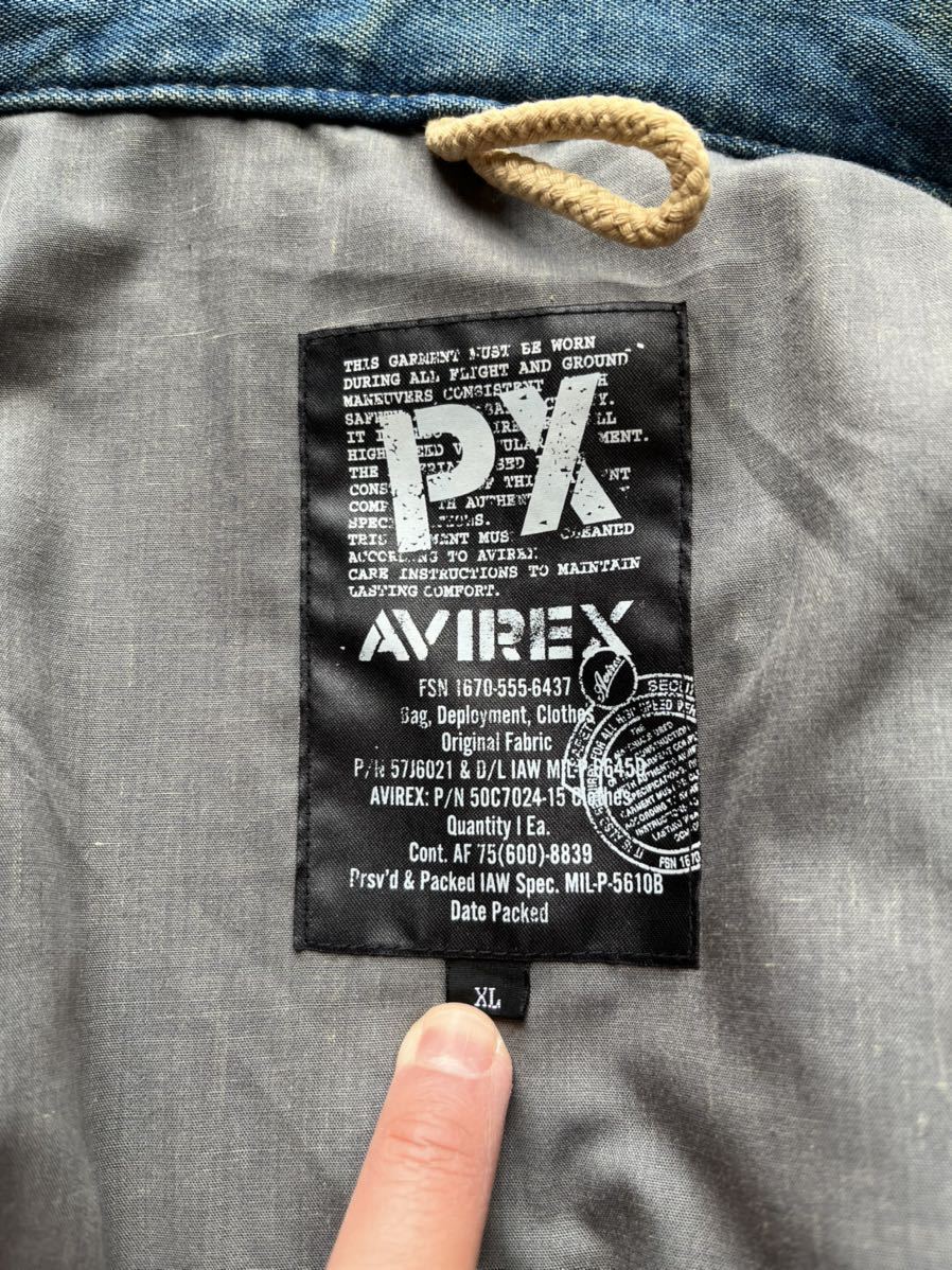 M-65 AVIREX M－65 デニム フード付 グレーライナー ミリタリー XL