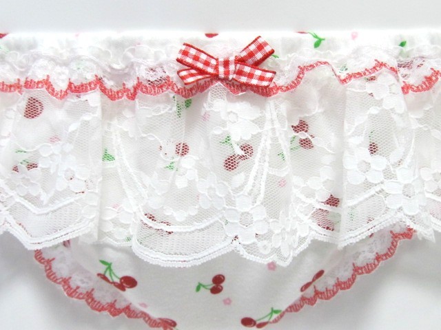 ★８０９　さくらんぼ チェリー サクランボ チェックリボン パンティ ロリータ ハンドメイド ショーツ スキャンティ インゴム パンツ Ｌ★ さくらんぼ CHERRY(単位50cm)<br><br>フルーツ&frasl;チェリー&frasl;さくらんぼ TINY トッピング 料理 さくらんぼ（モチーフリボン）（ジュエリー・アクセサリー