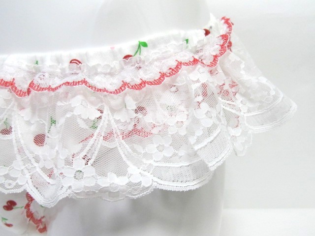 ★８０９　さくらんぼ チェリー サクランボ チェックリボン パンティ ロリータ ハンドメイド ショーツ スキャンティ インゴム パンツ Ｌ★ さくらんぼ CHERRY(単位50cm)<br><br>フルーツ&frasl;チェリー&frasl;さくらんぼ TINY トッピング 料理 さくらんぼ（モチーフリボン）（ジュエリー・アクセサリー