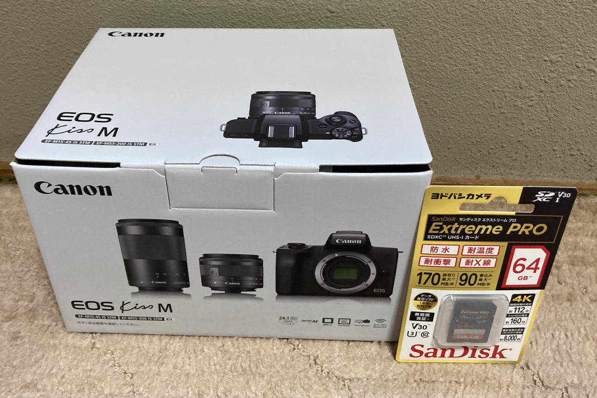 ☆Canon EOS Kiss M 64GB SDカード ケース付 新品 福袋 キャノン 
