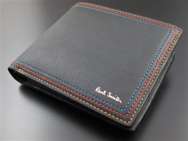 ☆数量限定☆新品箱なし ポールスミス 人気ステッチ 折り財布 黒☆