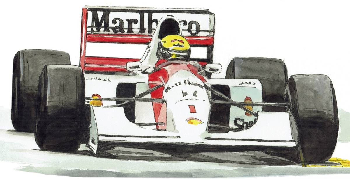 The Battle of Monaco 1992 ⁄ セナVSマンセル 水彩画 イラスト 1992年