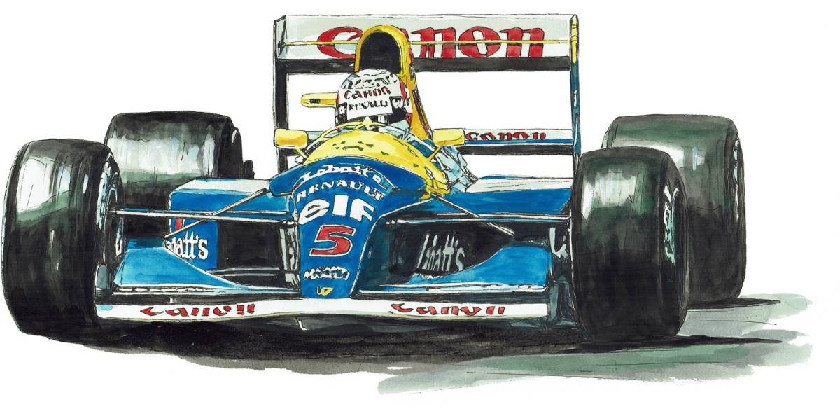 The Battle of Monaco 1992 ⁄ セナVSマンセル 水彩画 イラスト 1992年