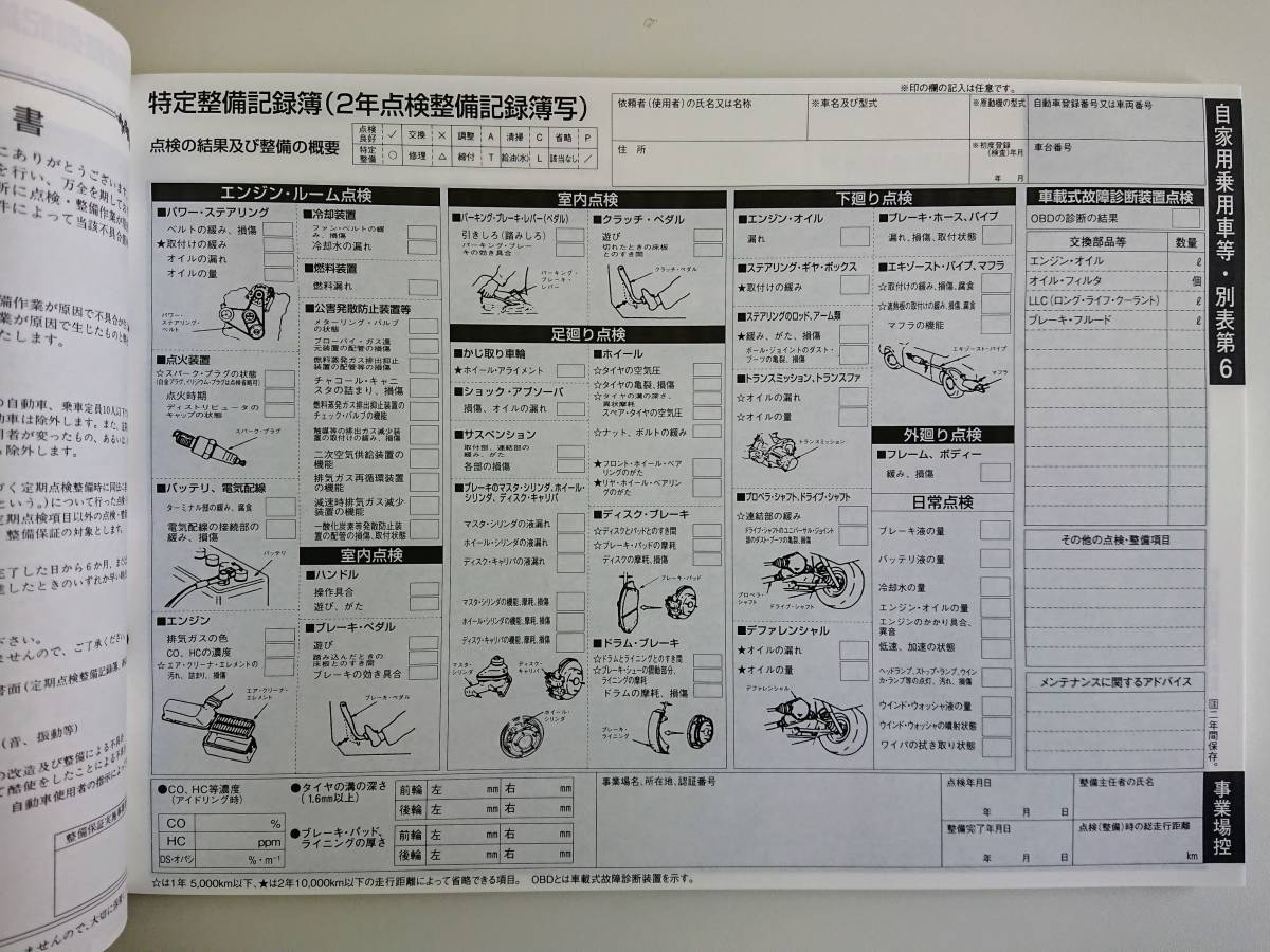 自動車点検整備記録簿 特定整備記録簿 自家用車 2年 2年点検 24か月点検 別表6 Obd メンテナンスノート 点検 車検 整備 メンテナンス 売買されたオークション情報 Yahooの商品情報をアーカイブ公開 オークファン Aucfan Com