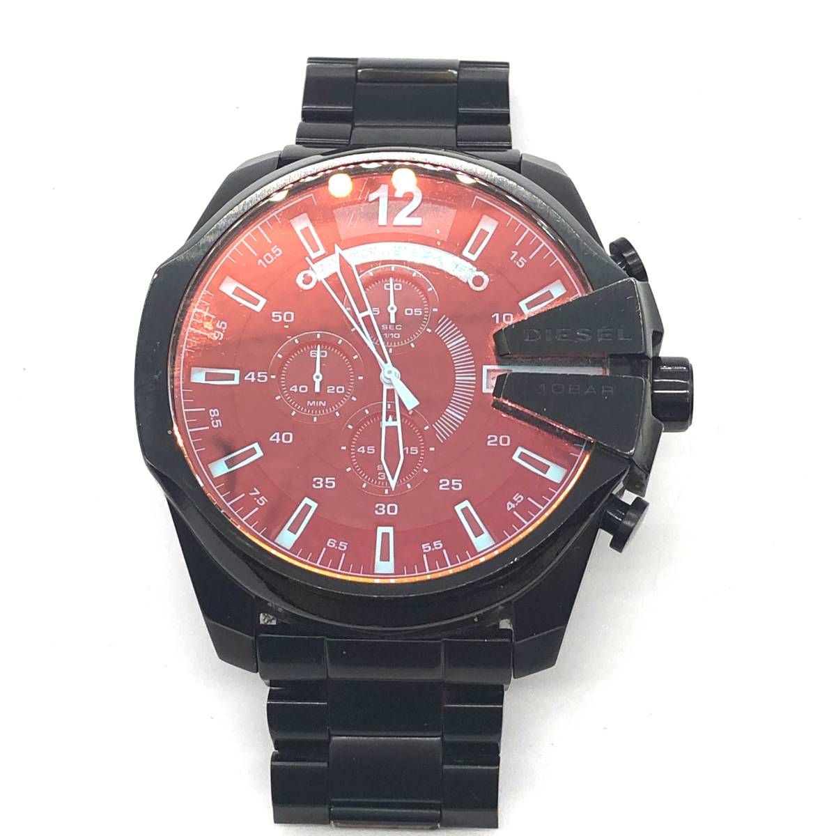 ディーゼル □DIESEL 時計 稼働品 美品 クロノグラフ 偏光ガラス 