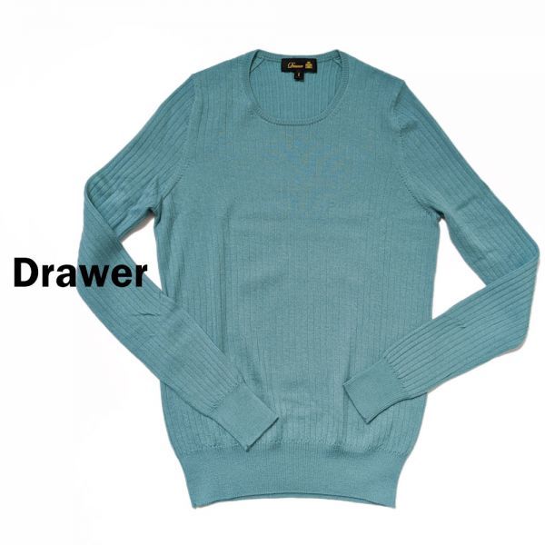 Drawer - ドゥロワー 18Gカシミヤシルクリブクルーネックニット