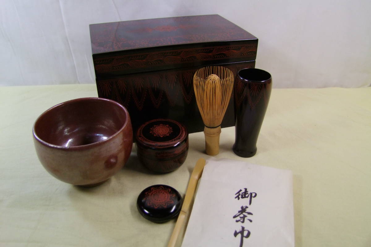 茶道具 茶入れ 木箱付き お茶道具 木製 利休茶箱 茶道具7点付 お茶道具木製利休茶箱茶道具7点