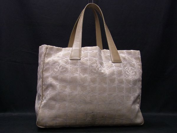 1円 CHANEL シャネル ココマーク ニュートラベルライン キャンバス×レザー ハンドバッグ ショルダー 肩掛け ライトベージュ系 V3347uオ