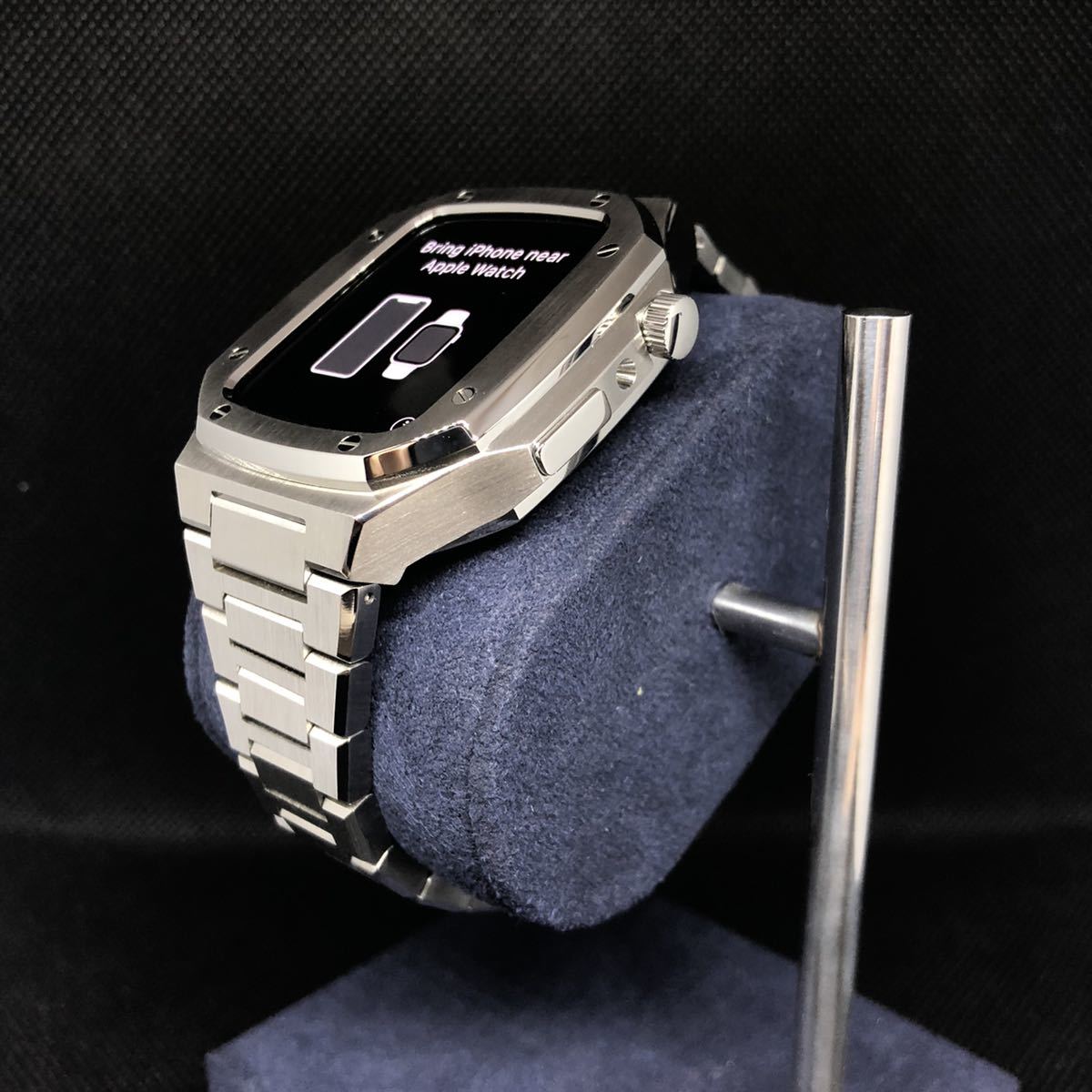 超激得，定番 装着確認済 即発送 アップルウォッチ シリーズセブン 45mm専用 シルバー 高級ケース ステンレスベルトセット メタル カスタム ②(アクセサリー)｜売買されたオークション情報、yahooの商品情 アクセサリー