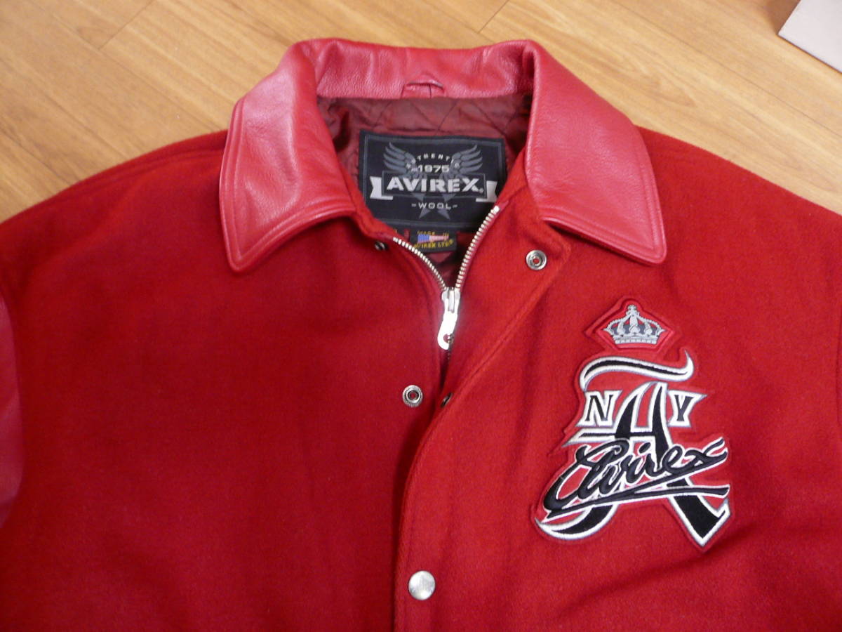AVIREX USA VARSITY 革ジャン レッド サイズ XL スタジャン バーシティ