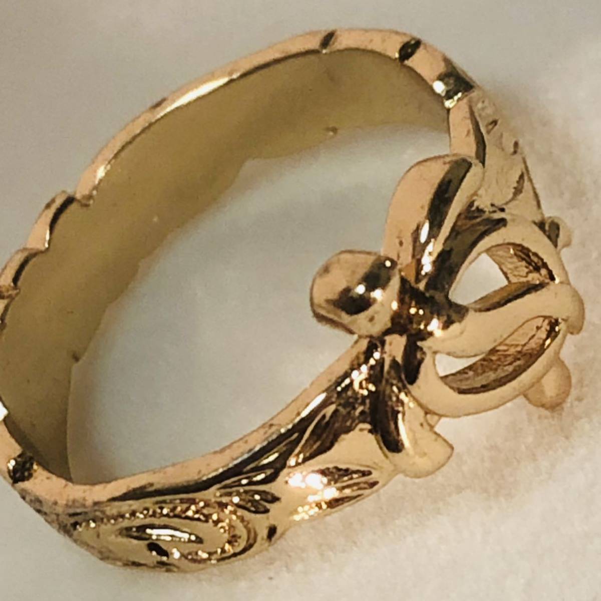 k18 刻印有 ハワイアンジュエリーリング 指輪 アクセサリー 1スタ 1円スタート ゴールドカラー 昭和レトロ　約13号
