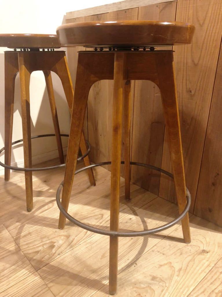 | STOOL Shop Online P.F.S. Stool LAB バーチェア Furniture,Chair, 椅子 布張り 天然木 木製 高さ60cm 3脚セット 足置付