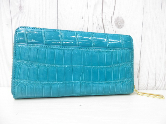 未使用展示品 艶 クロコダイル 長財布 財布 ウォレット エメラルド 