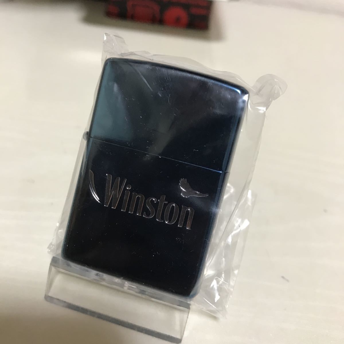 Winston ブルーチタン ウィンストン 2015年製 限定品 zippo 前面刻印 