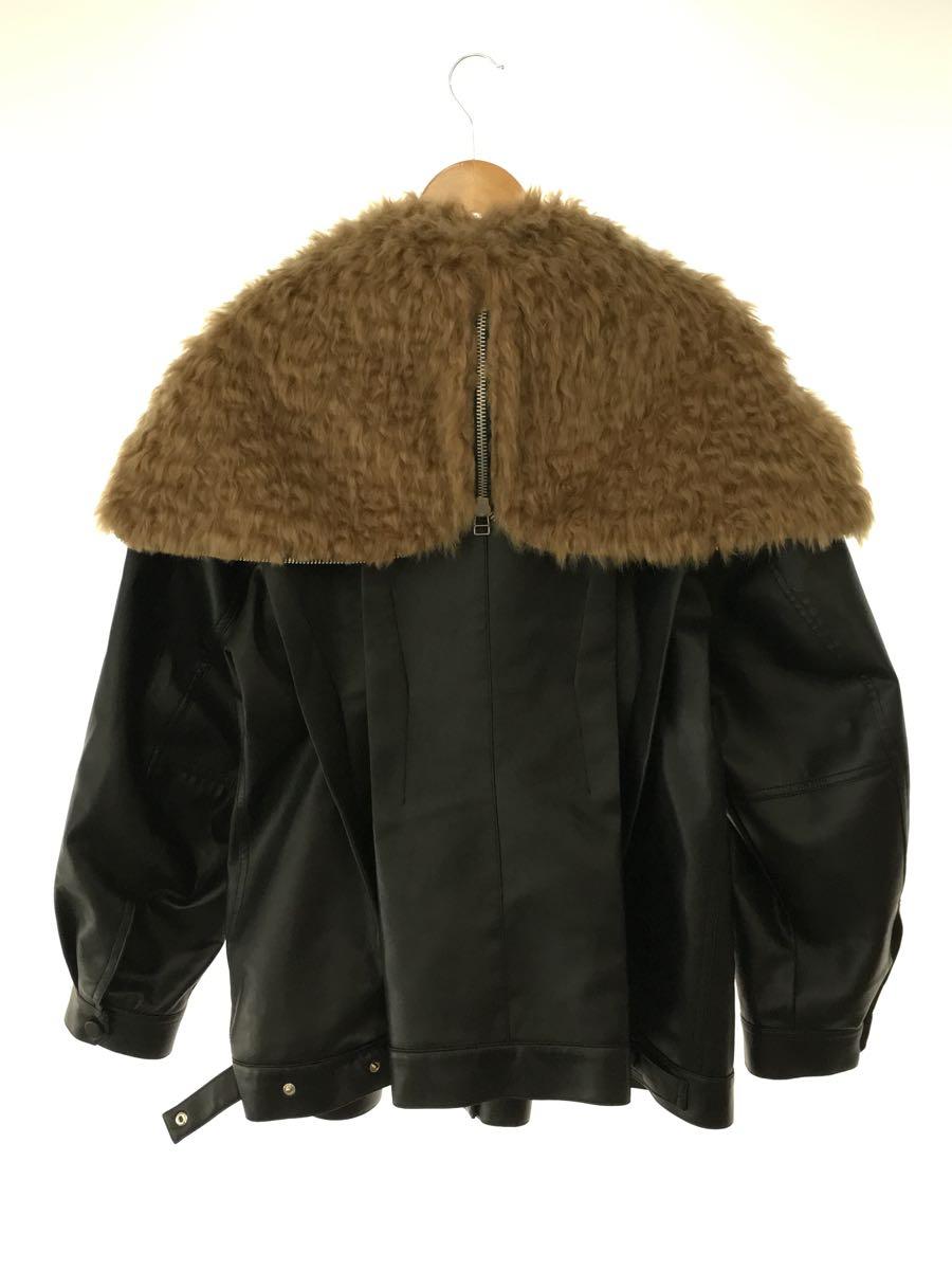 IRENE◆19AW/ファー フーデッド レザージャケット/36/フェイクレザー/BLK/ファー フーデッド IRENE(アイレネ) レディースファッション &frasl; 19AW&frasl;ファー レザージャケット&frasl;36