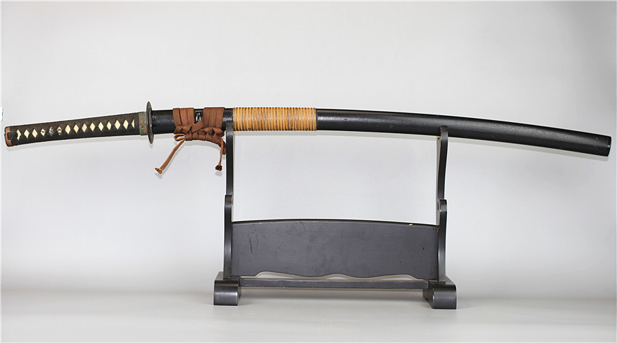 W0416 日本刀 高級模造刀 居合刀 高級美術刀剣 鉄鍔 竹巻拵 木製本鮫巻