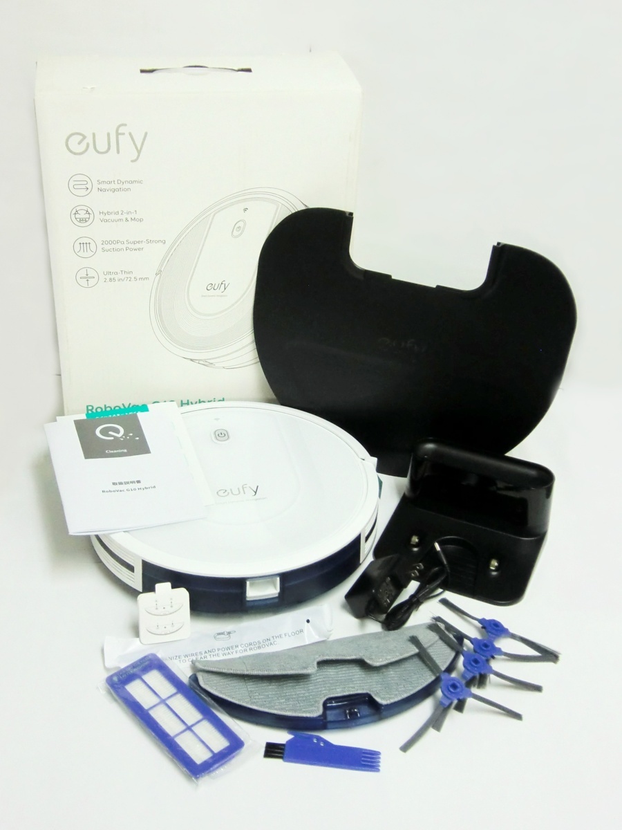 【開封済・未使用】 吸引・水拭き両用 ロボット掃除機 Anker アンカー Eufy RoboVac G10 Hybrid Wi-Fi 強力吸引 静音 自動充電 (西) Eufy Anker ロボット掃除機 自動ゴミ収集 モップ洗浄・乾燥 水拭き両用