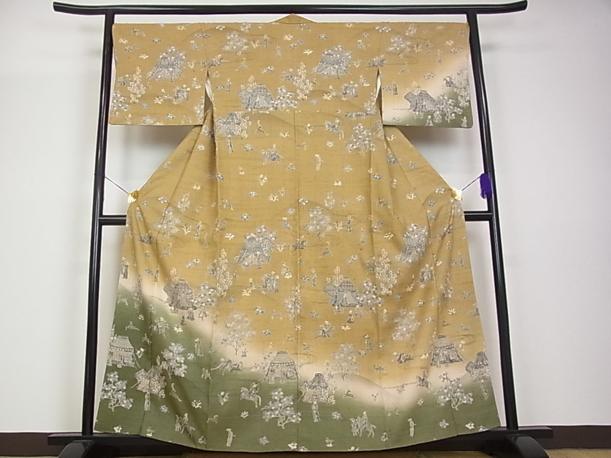  平和屋 極上 訪問着 しょうざん 生紬 友禅 遊牧民 暈し染 逸品s5931(仕立て上がり)｜売買されたオークション情報、yahooの商品情報をアーカイブ公開 - オークファン 仕立て上がり