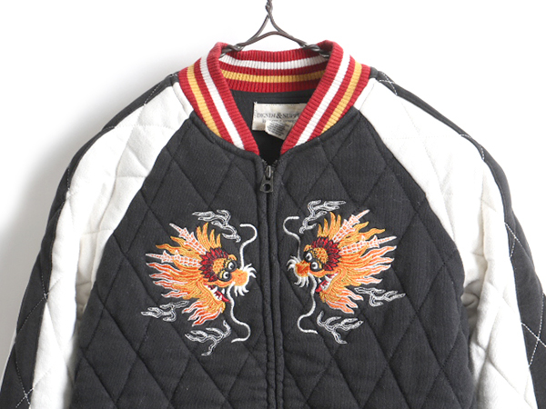 ラルフローレン Ralph DENIM&amp;SUPPLY 虎刺繍 スカジャン ラルフ ■ DENIM&SUPPLY ラルフローレン 龍 刺繍 中綿 キルティング スウェット スカジャン ( レディース M ) 古着 ジャケット POLO ポロ 黒 白