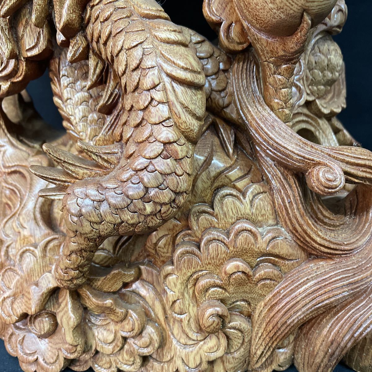 置物 一刀彫 木彫り 龍 ドラゴン 双竜 Yahoo!オークション D 緻密