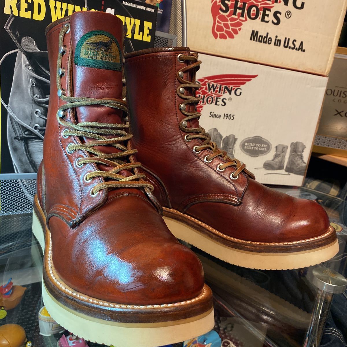 半円犬タグ RED 0 アイリッシュセッター US 8.5 D WING - 半円犬