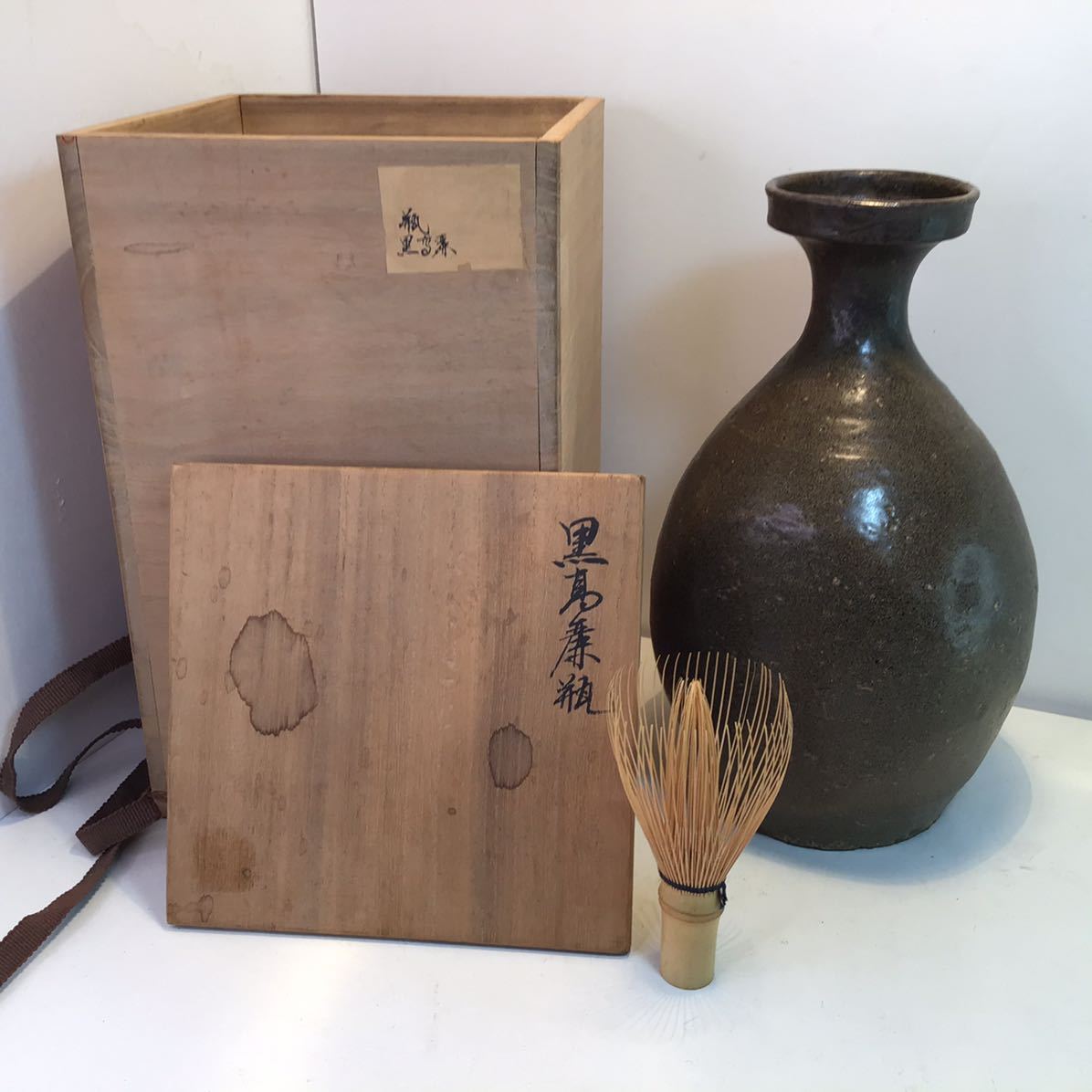 李朝高麗徳利 酒器 時代物 古美術 朝鮮美術 茶道具 共箱 サイズ径