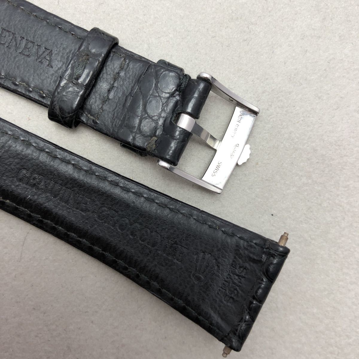 ROLEX ロレックス 革ベルト クロコダイル レザーベルト 黒色 バネ棒