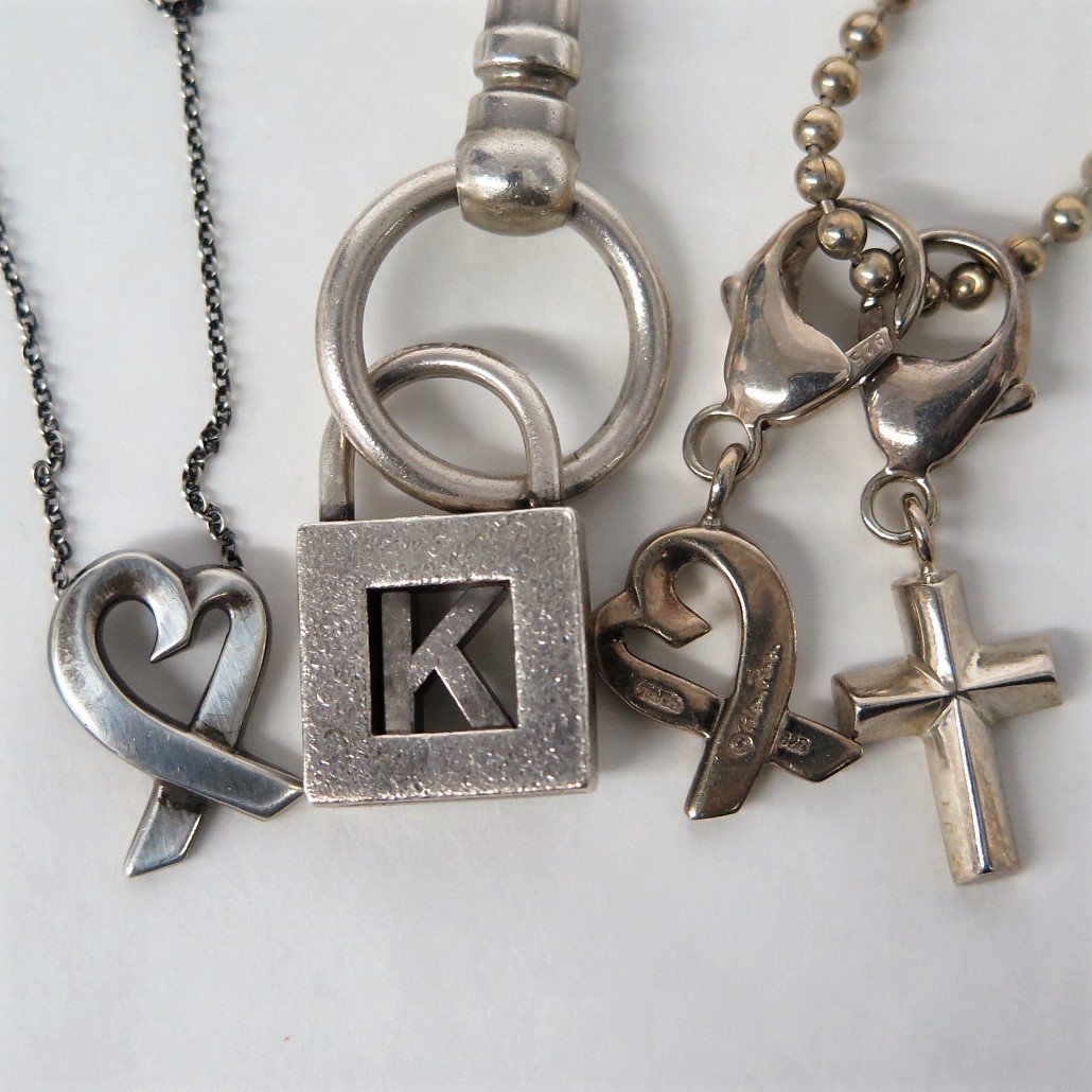 1円～ TIFFANY&Co. ティファニー アルファベットロックチャーム ストラップ/ラビングハート 他 ネックレス 計3点 y48-1254913t【Y商品】