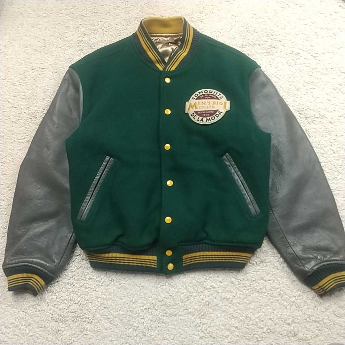 MEN'S BIGI】メンズビギ☆スタジャンアーチロゴL袖レザー人気 MEN'S BIGI】メンズビギ☆スタジャンアーチロゴL袖レザー人気