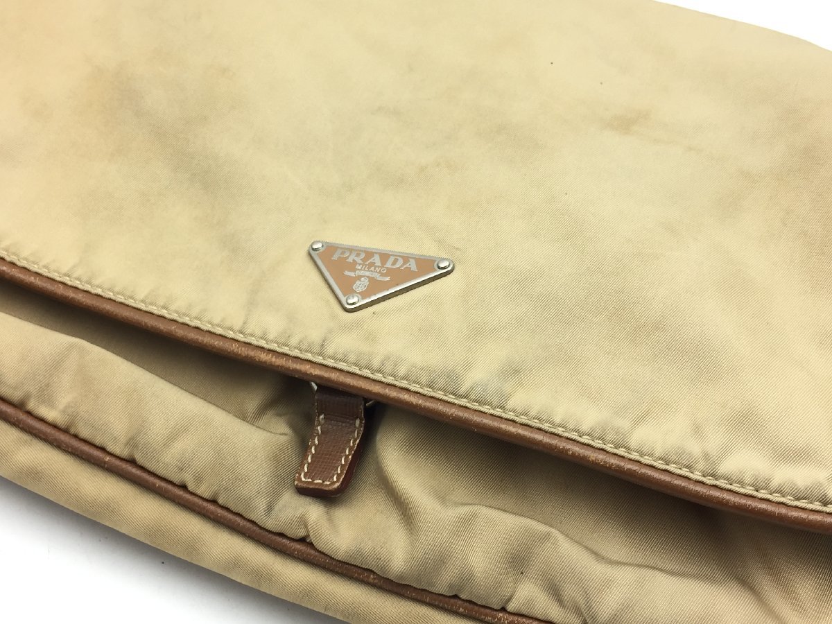 PRADA ショルダーバッグ ナイロン / ハンドバッグ ブラウン系 レザー 2