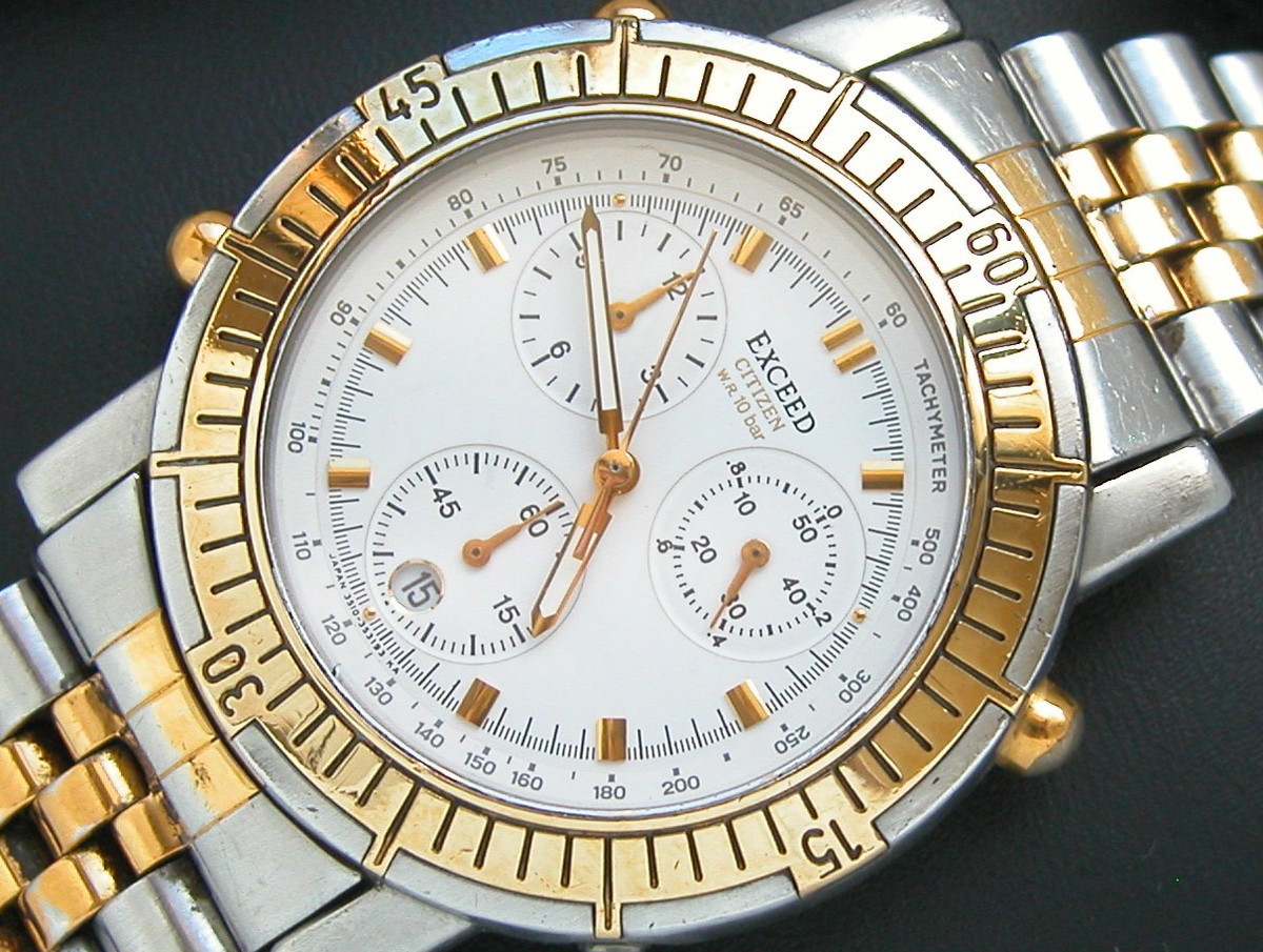 CITIZEN　エクシード　プロミネンス　18Kベゼル ジャンク品 即決 本物 ジャンク CITIZEN EXCEED エクシード クロノグラフ メンズ
