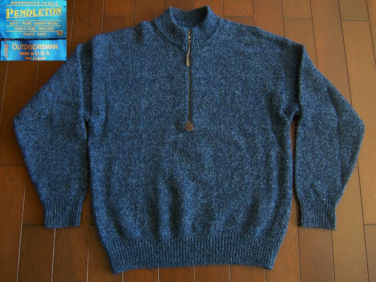 ペンドルトン PENDLETON USA製 ハーフジップ ウールニットセーター(L 