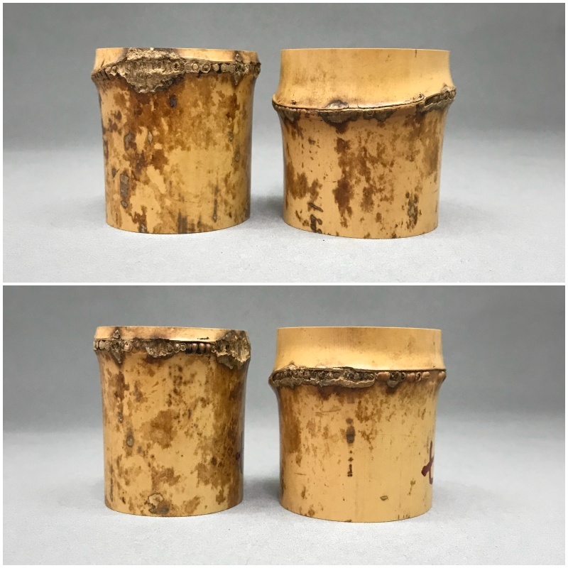 イ874 蓋置『竹器師　宗篤』『炉風炉　吹抜竹三ツ組』『大徳寺　小林太玄　極箱』 イ874 蓋置『竹器師 宗篤』『炉風炉 吹抜竹三ツ組』『大徳