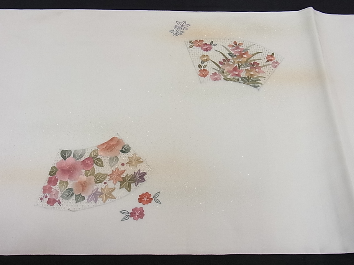 平和屋着物■太鼓柄袋帯　総刺繍　スワトウ刺繍　地紙重ね牡丹楓文　金彩　逸品　ku1596 総刺繍 正絹 太鼓柄袋帯 総絞り 流水花文 DABC3669az