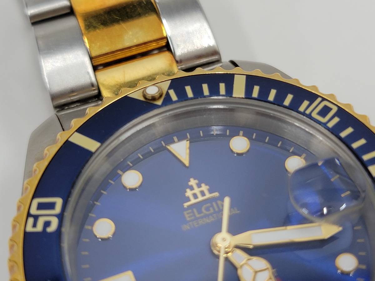 a8708□ELGIN エルジン FK-1362-SL デイト メンズ 自動巻き時計 腕時計