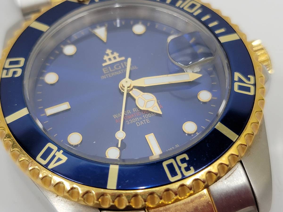 a8708□ELGIN エルジン FK-1362-SL デイト メンズ 自動巻き時計 腕時計