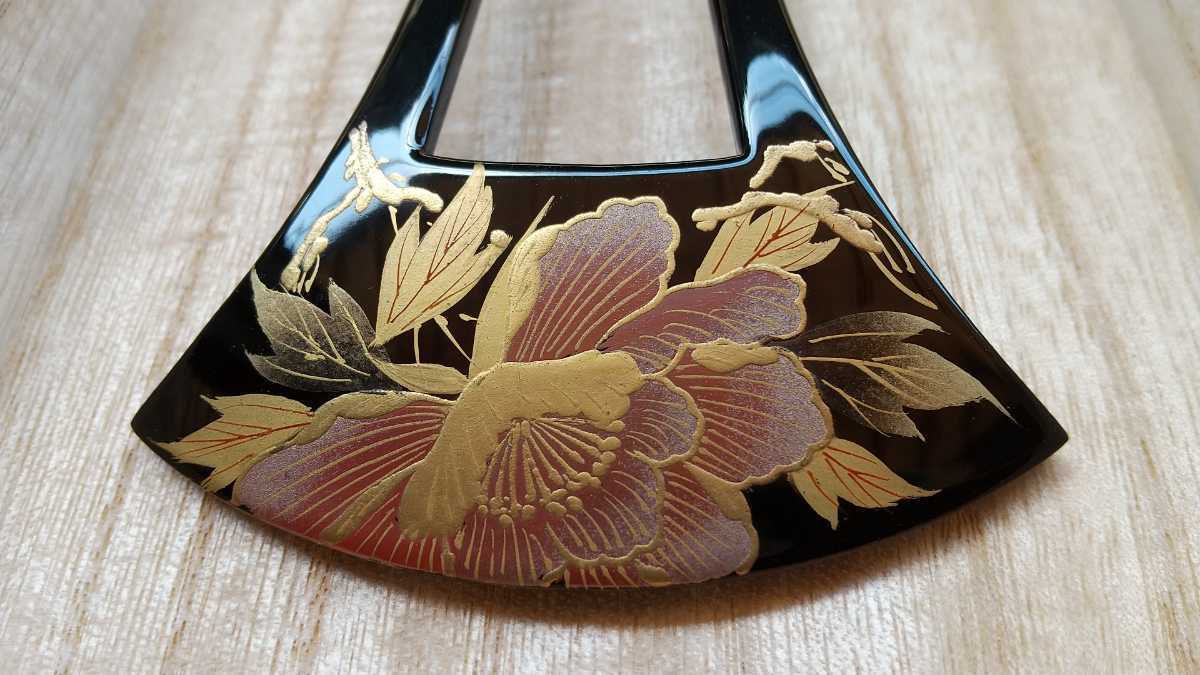 本漆純金蒔絵螺鈿かんざし | かづら清老舗 櫛・平打ちセット 桜文様 か 