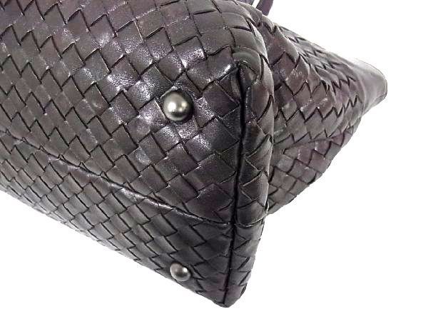 1円 ■美品■ BOTTEGA VENETA ボッテガヴェネタ イントレチャート レザー ハンドバッグ ショルダー トート ダークブラウン系 Z0403fh