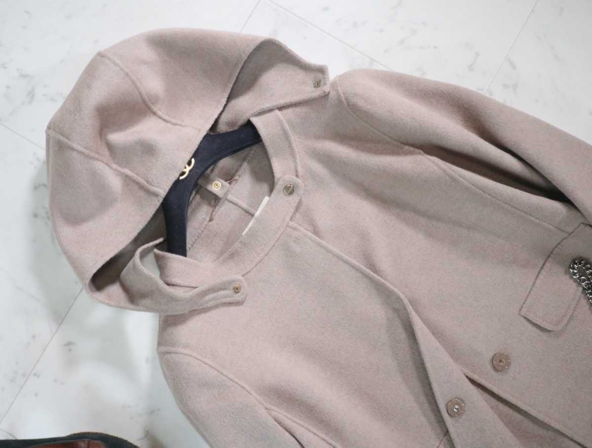 マックスマーラ Max Mara★ラムヴァージンウール&アンゴラ★2way ダブルフェイス フーデットコート アウター size 44 Mara Max WEEKEND 2wayロングコート アンゴラブレンド ブラウンS