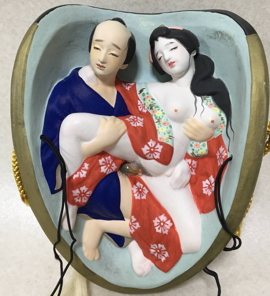 459】翁面 裏隠し春画人形 立体春画 艶画 枕絵 置物 着物 浮世絵