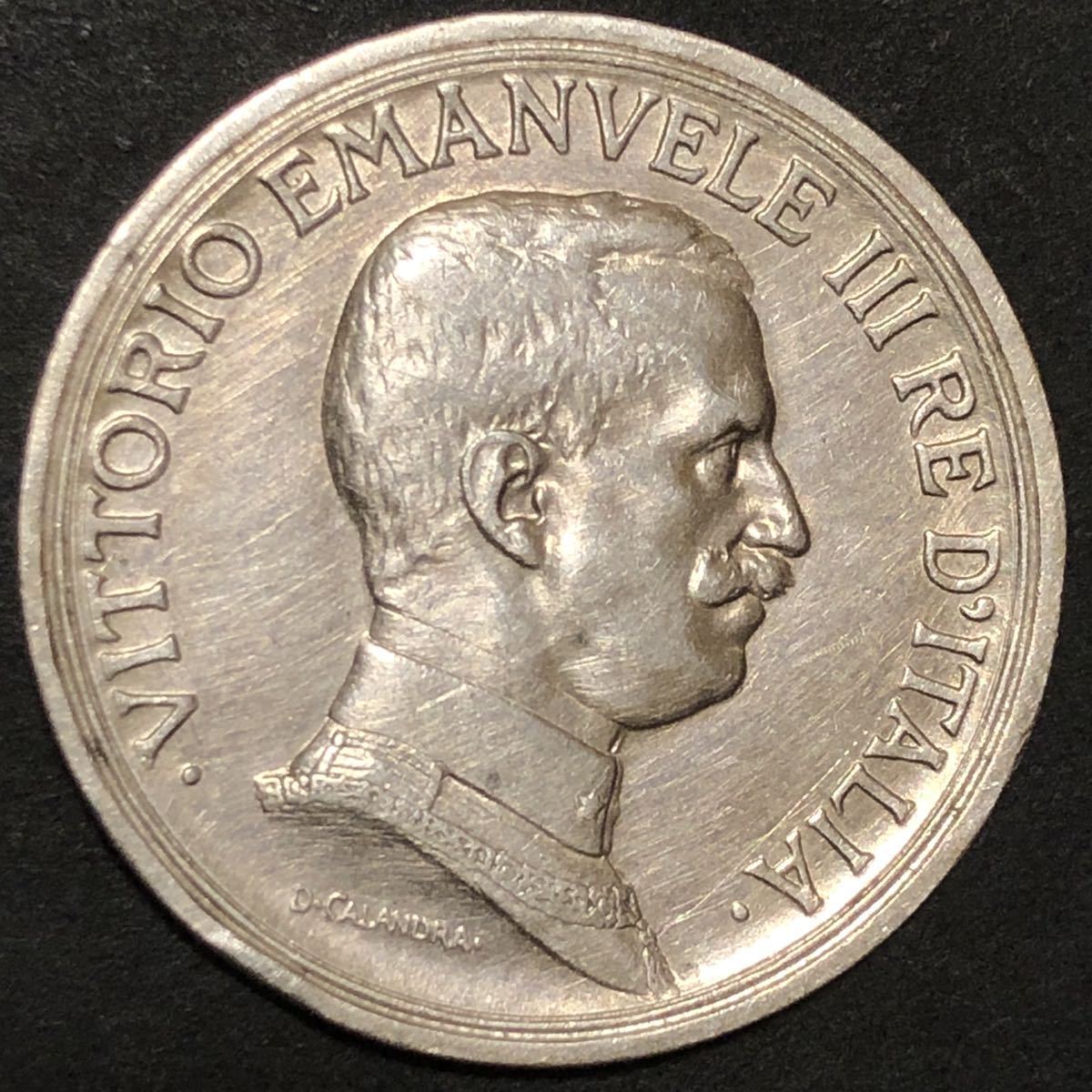 【特年】イタリア銀貨　1917 2リレ　クアドリガ　ビットーリオエマヌエレ3世 イタリア 1917 2リレ 銀貨 特年！ ビットーリオエマヌエレ3世
